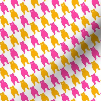 Cat Houndstooth check hot pink and marigold yellow