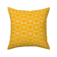 Dotted and Striped Texture Valentine love hearts in buffalo check_ Gingham Marigold yellow and sand neutral