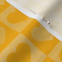 Dotted and Striped Texture Valentine love hearts in buffalo check_ Gingham Marigold yellow and sand neutral