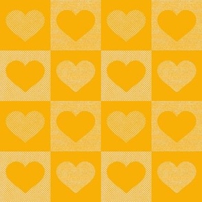 Dotted and Striped Texture Valentine love hearts in buffalo check_ Gingham Marigold yellow and sand neutral