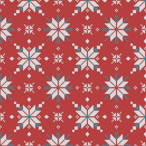 Christmas stars knit red white blue