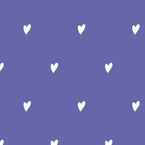 Tiny ditsy Valentines white hearts on Very Peri Pantonecoty2022 Purple lilac