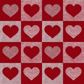 Dotted and Striped Texture Valentine love hearts in buffalo check_ Gingham red