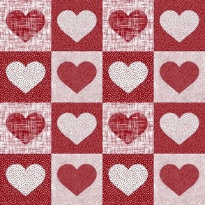 extured Valentine love hearts in buffalo check_ Gingham red