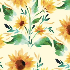 Watercolor Sunflowers - Large Scale