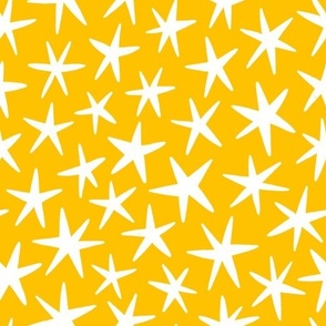 Hand drawn stars on yellow background