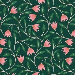 Pink and green floral tile