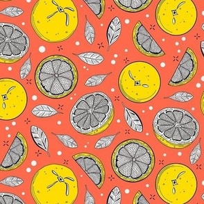 Yellow Oranges on Orange Background / Tiny Scale