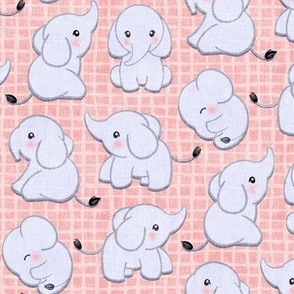 Elephant Babies - pale blue grey and pink