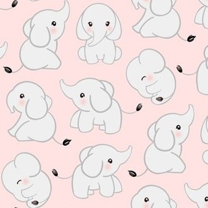 Elephant Babies - grey on coral pink 