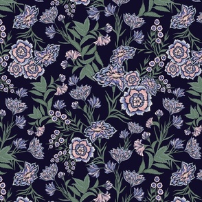 Purple/Violet Chintz Garden (Navy)
