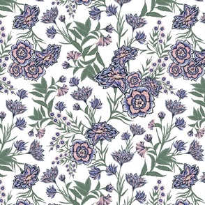 Purple/Violet Chintz Garden (White)