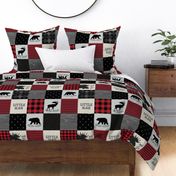 Little Man Woodland Quilt Top – Lumberjack Red + Black Patchwork Blanket, GL-BR5