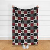 Little Man Woodland Quilt Top – Lumberjack Red + Black Patchwork Blanket, GL-BR5