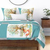 42” x 36” Blanket Panel w/ Fox + Bunny, Animal Friends Bedding // Homer and Louise collection in Marine – REQUIRES ONE YARD