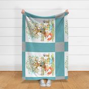 42” x 36” Blanket Panel w/ Fox + Bunny, Animal Friends Bedding // Homer and Louise collection in Marine – REQUIRES ONE YARD