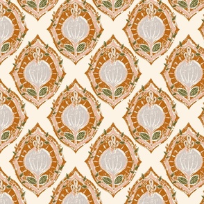 Floral Block Print Tile_terra cotta