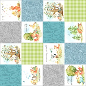 4 1/2" Fox + Bunny Friends Quilt Blanket (quilt G) Woodland Adventures Bedding // Homer and Louise collection ROTATED