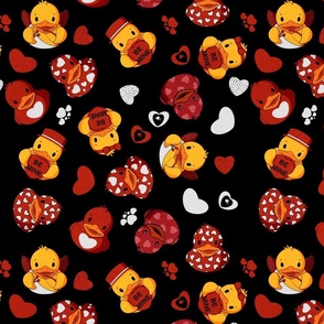 Valentine & Heart Rubber Duck Scatter - Black