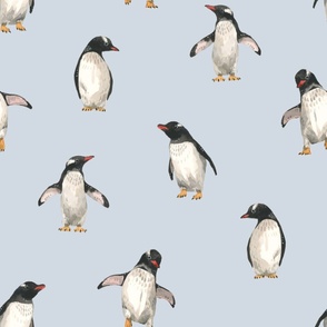 Penguin Buddies  on Pale Blue // Large