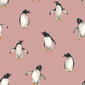 Penguin Buddies  on Pink // Large