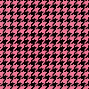Vertical Pixel Houndstooth - Black and Carnation Pink