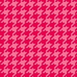 Pixel Houndstooth - Red and Pink