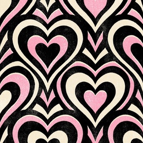 Sweethearts - extra large - black, pink, and cream with texture 