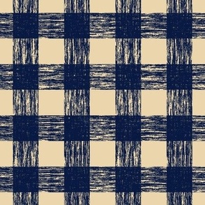 Large Sand and Midnight Rustic Gingham