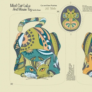 Mod Cat LuLu -Sew and Cut-Teal and Green