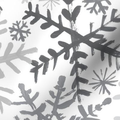 Painted Snowflakes - Grey - Biggie Scale