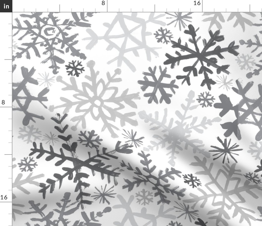 Painted Snowflakes - Grey - Biggie Scale