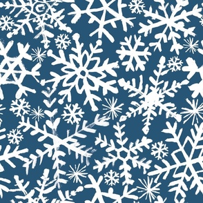 Painted Snowflakes - Dk Blue Bkg - Biggle Scale