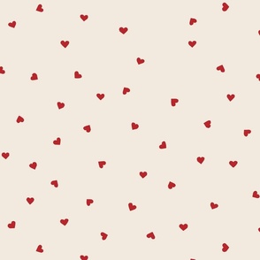 half inch // cute red love hearts on off white
