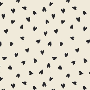 one inch // tossed charcoal hearts on cream
