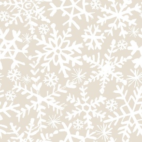 Painted Snowflakes - Beige Bkg - Biggie Scale