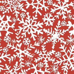 Painted Snowflakes - Red Bkg - Biggie Scale