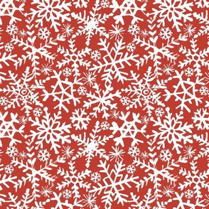 Painted Snowflakes - Red Bkg
