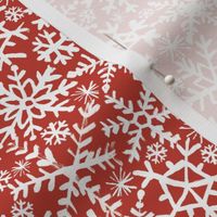 Painted Snowflakes - Red Bkg - Itsy Bitsy Scale