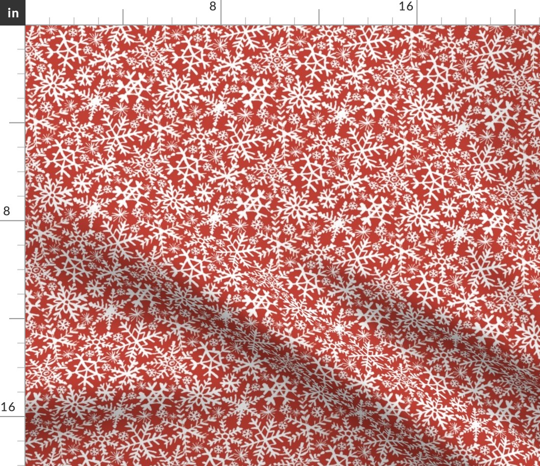 Painted Snowflakes - Red Bkg - Itsy Bitsy Scale