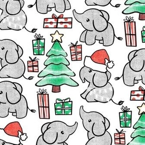 Merry Little Christmas Elephants - with canvas texture