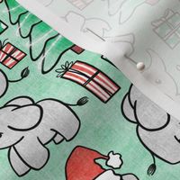 Jolly Christmas Elephants - with canvas texture 