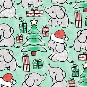 Jolly Christmas Elephants - with canvas texture 