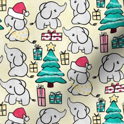 Baby Christmas Elephants - with canvas texture 