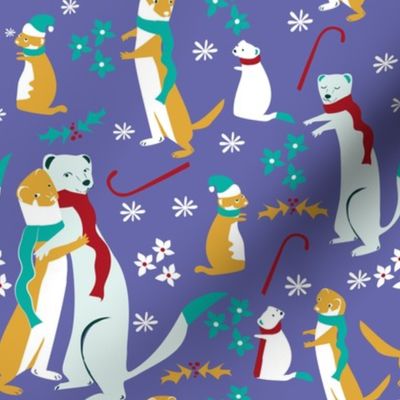 Weasel Hugs Christmas periwinkle and gold
