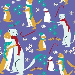 Weasel Hugs Christmas periwinkle and gold