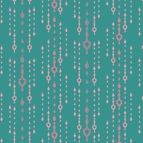 Art Deco Droplet Beads pink on green