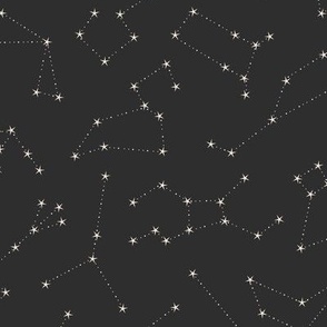 MEDIUM - Zodiac constellations in Cream on black