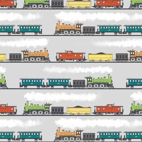 Vintage Trains on Grey