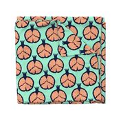 Pomegranates Fresh Ripe Fruit Kitchen Food in Navy Blue Mint Papaya Orange - MEDIUM Scale - UnBlink Studio by Jackie Tahara